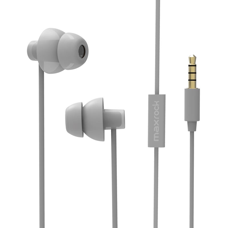 MAXROCK (TM Unique Total Soft Silicon Sleeping Headphones Earplugs Earbuds with Mic for Cellphones,Tablets and 3.5 mm Jack Plug (Grey) - Image 1